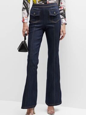 Cinq A Sept Eileen Topstitched Flared Denim Pants